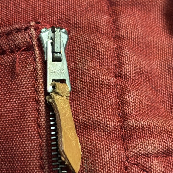 HERMES Fourre tout canvas red navy tote authentic - Picture 15 of 16